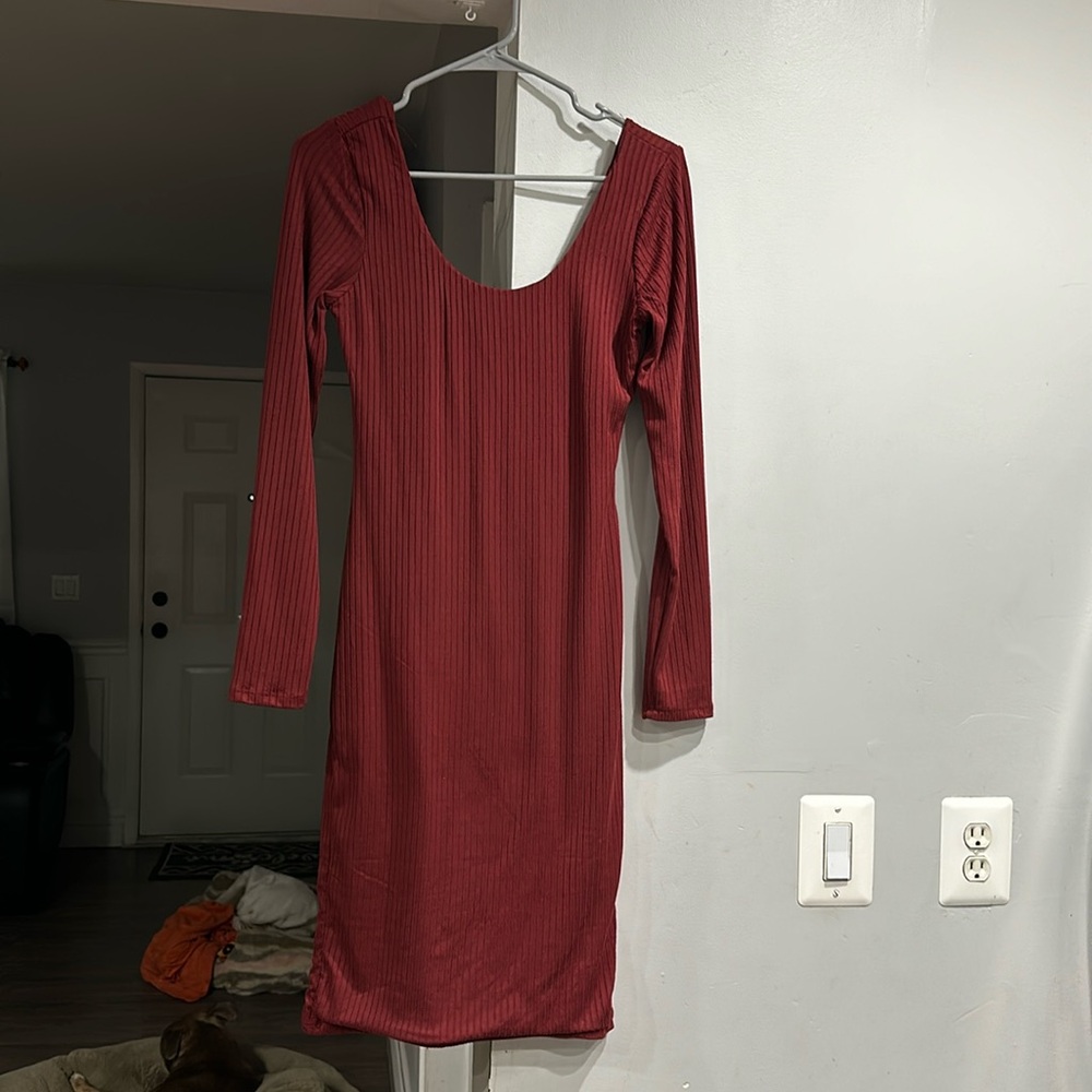 Burgundy long sleeve dress Size large
